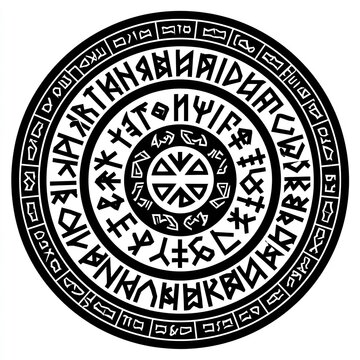 Ancient rune symbols in circle pattern