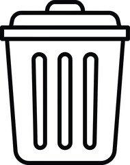 Trash Can Garbage Bin Container Household Object Cylinder Shape Black And White Icon

