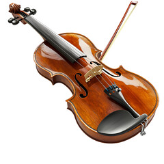 Wooden violin with bow classical music string instrument orchestral wooden