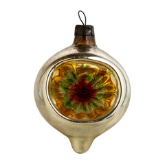 Vintage old Christmas toys on transparent background. Vintage abstract lantern.