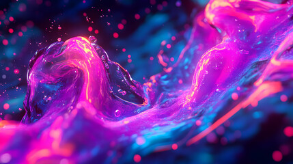 Colorful Abstract Water Splash with Light Reflections and Particles