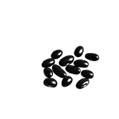 Pile of dark beans close up shot on transparent background