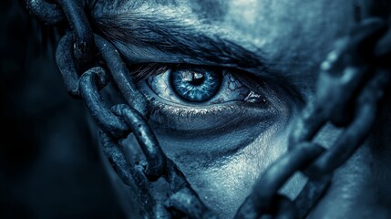 A jail setting provides the backdrop for an intimate depiction of a tormented person, who seeks solace in divine intervention while contemplating life, pain, and freedom, as represented by metal