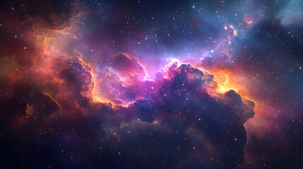 Stunning Cosmic Scene with Colorful Nebula and Starry Background