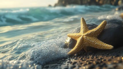 Starfish on coastal shore