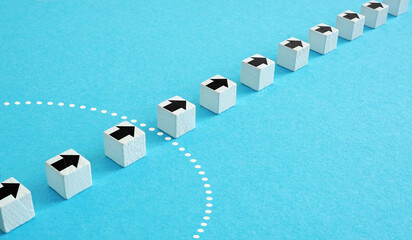 Arrows crossing a boundary line. Breaking limitations and unlocking potential.