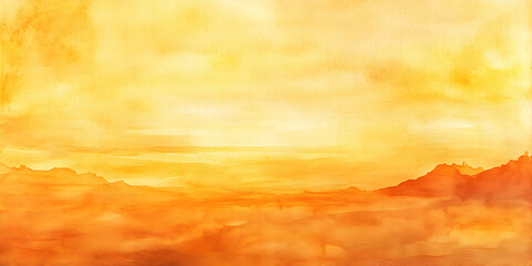 Serene Sunset Landscape with Warm Orange and Yellow Hues in Sky