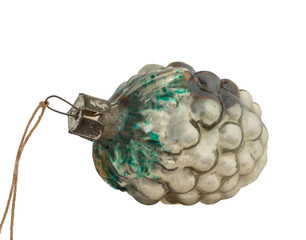 Vintage old Christmas toys on transparent background. Vintage stylized grapes.