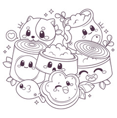 Hand drawn coloring book illustration	
