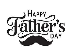 happy father's day greeting card featuring a black mustache illustration. perfect for celebrating fatherhood with a classic and stylish design.