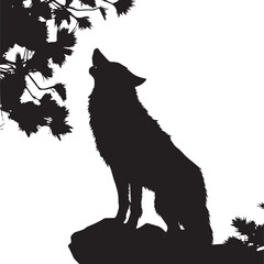 Wolf black and white vector