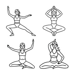 a set of women yoga posses  design