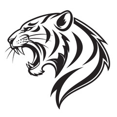 Fototapeta premium Roaring tiger head profile tribal style vector art