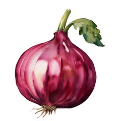 Red onion vegetable watercolor illustration 