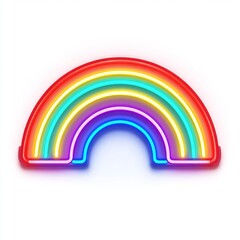 Neon rainbow glow sign on white background