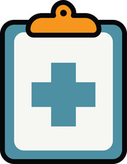 Fototapeta premium Flat Color Medical Clipboard Illustration with Blue Cross Symbol