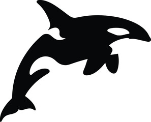 Minimalist Black and White Illustration of Orca Swimming in Ocean with Clean Lines   © foods