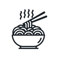 Bowl of steaming noodles with chopsticks ready to eat  
