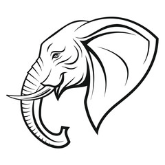 Majestic elephant head profile line art design