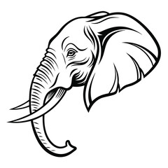 Obraz premium Majestic elephant head profile line art illustration