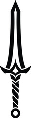 Minimalist Black and White Sword Silhouette Vector Graphic with Bold Lines

