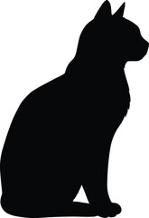 Minimalist Black and White Cat Silhouette with Clean and Sharp Detailed Lines


