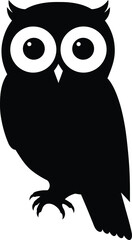 Minimalist Black and White Owl Silhouette Vector Illustration in Simple Graphic Design

