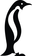Simple Abstract Penguin Silhouette in Black and White with Geometric Minimalist Style

