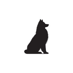 Majestic Icelandic Sheepdog silhouette vector featuring a fluffy double coat, curled tail, pointed ears, alert expression, and sturdy stance—perfect for Nordic dog lovers and graphic design projects.
