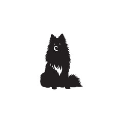 Majestic Icelandic Sheepdog silhouette vector featuring a fluffy double coat, curled tail, pointed ears, alert expression, and sturdy stance—perfect for Nordic dog lovers and graphic design projects.
