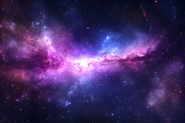Cosmic Nebula in Vibrant Purple and Blue with Starlit Backgrounds