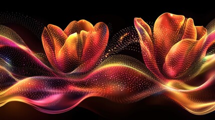 Abstract glowing tulips