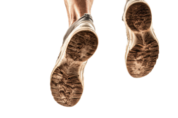 Bright orange athletic shoes with motion blur on a transparent background, ideal for promoting fitness and active lifestyle themes