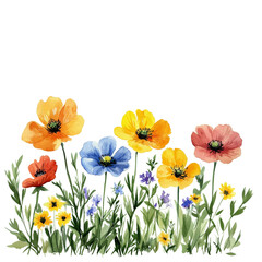 Watercolor blossom floral illustration - frame, border vivid flowers for wedding stationary, greetings, wallpapers, fashion, wrapping