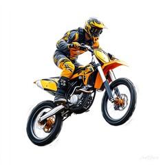 Obraz premium motocross bike in motion on white background