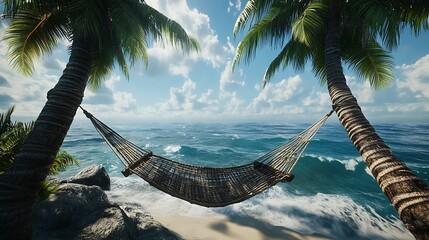 Tropical beach hammock scene