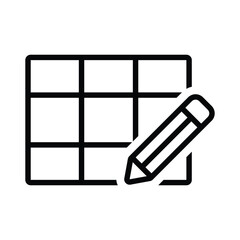 Simple grid table icon with pencil, vector design, editing symbol, spreadsheet graphic, minimal style, data tool, modern illustration