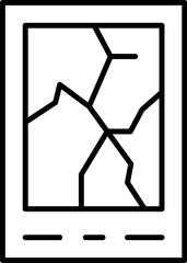 Broken Smartphone Outline Linear Sign for Graphic and Web Design, Apps, Adverts, Various Cards