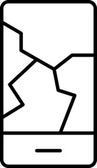 Broken Smartphone Minimalistic Thin Outline Icon for Web and Graphic Design, Apps, Banners, Social Network and Cards