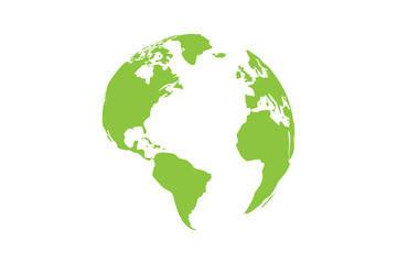 Green world globe maps. Europe, Asia, America globe map. Earth globe icon. Vector illustration.