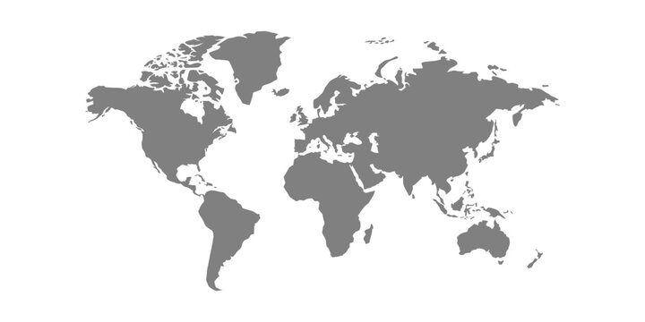 World map. Modern grey vector map. Silhouette map.