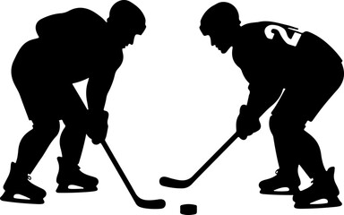 Hockey Face Off Silhouette Vector