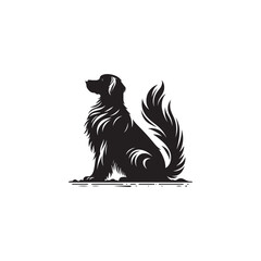 Elegant Irish Setter dog silhouette illustration featuring the graceful stance and flowing coat of this beloved sporting breed, ideal for pet-themed vector art and design projects.
