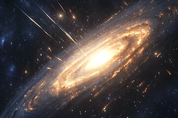Stunning Spiral Galaxy with Bright Core and Distant Stars in Space