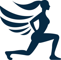 Winged Woman Performing Lunges Fitness Silhouette