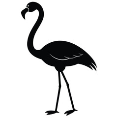 Obraz premium flamingo-standing-on-one-leg-silhouette-vector-- (1).eps