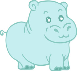 Hand drawn hippo for kids