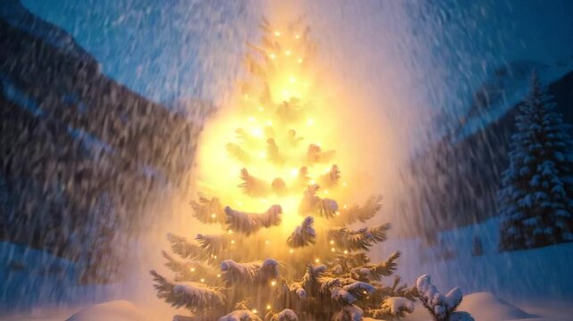 Unlit Christmas Tree Before The Magical Night In A Cold Mountain House