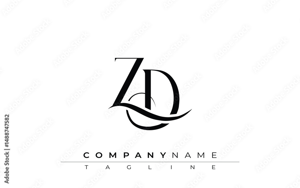 Fototapete initial zd logo design vector. elegant monogram logo design with decorative elements and typography