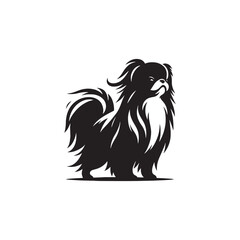 Elegant Japanese Chin dog silhouette vector illustration featuring the graceful outline of this toy breed, perfect for pet lovers, graphic designers, decals, logos, prints, and decor.
